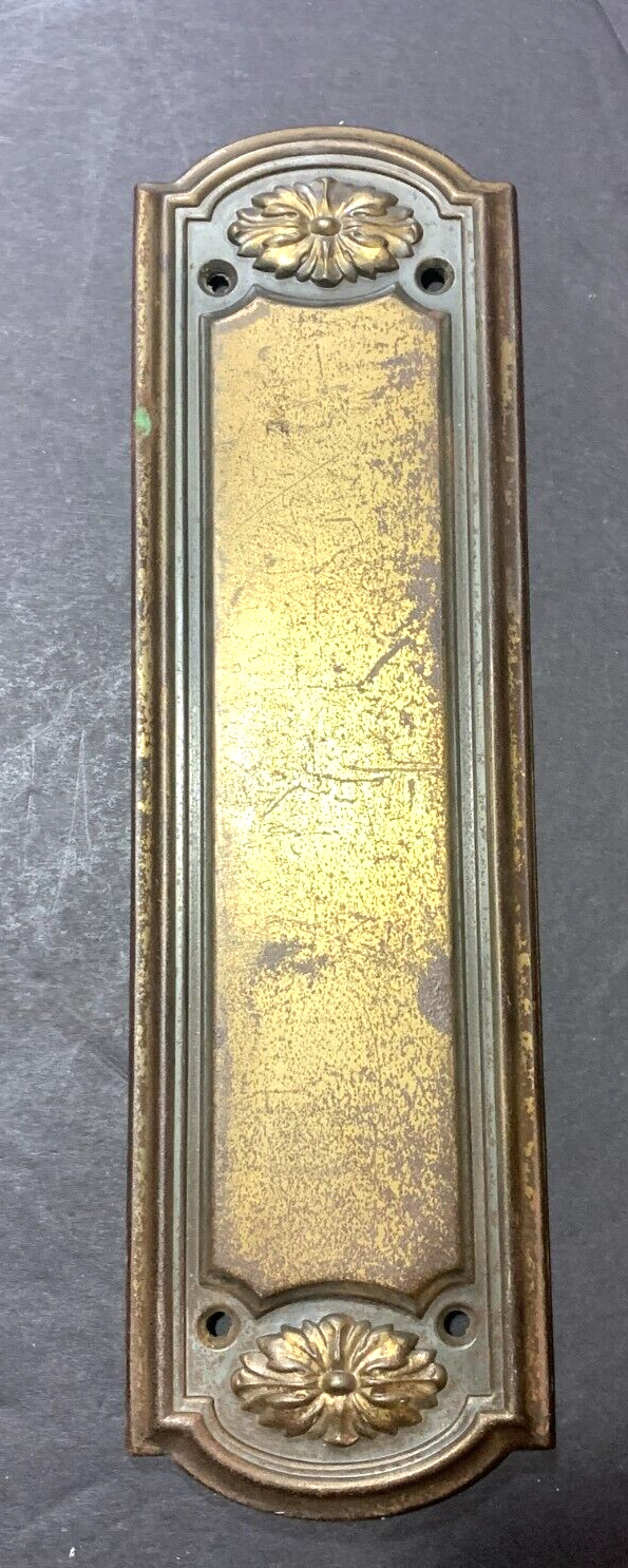Antique Vintage Metal Door Push Plate Brass Color