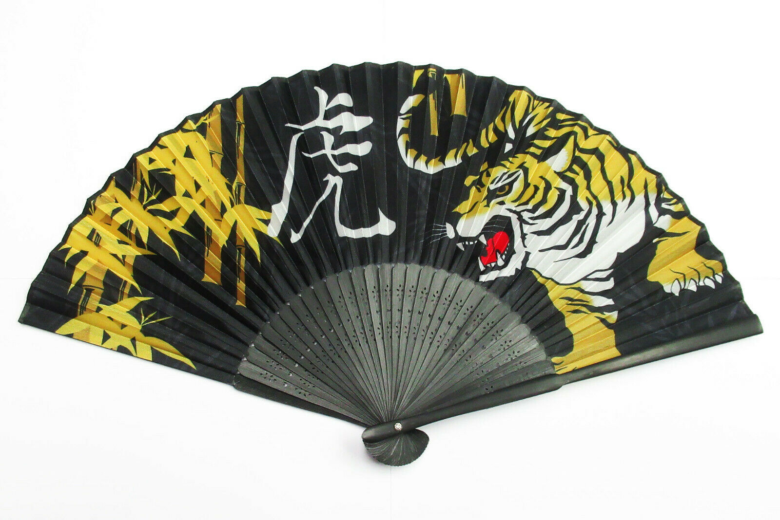 Tiger Bamboo Black Kanji 虎 Fan Ukiyoe Japanese Traditional Sensu Japan Limited