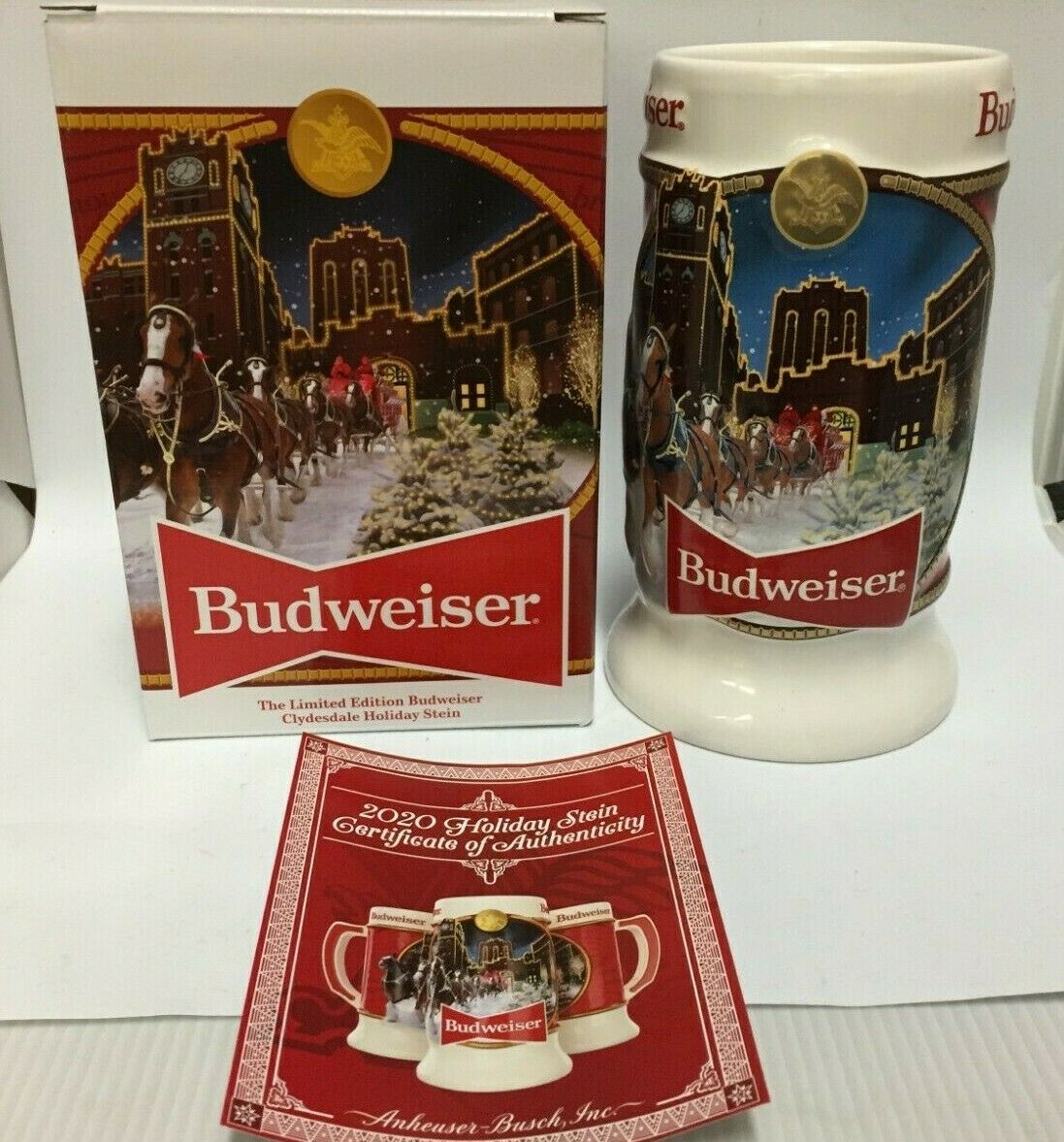 2020 Budweiser Holiday Stein Beer Mug From Annual Christmas Series Brand New!!