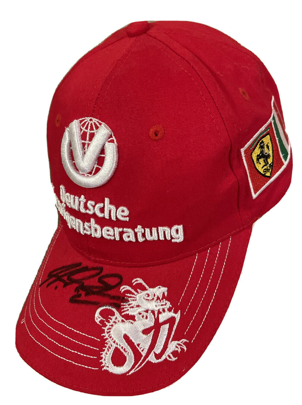 Michael Schumacher Autographed Deutsche Vermogensberatung Ferrari Hat-cap