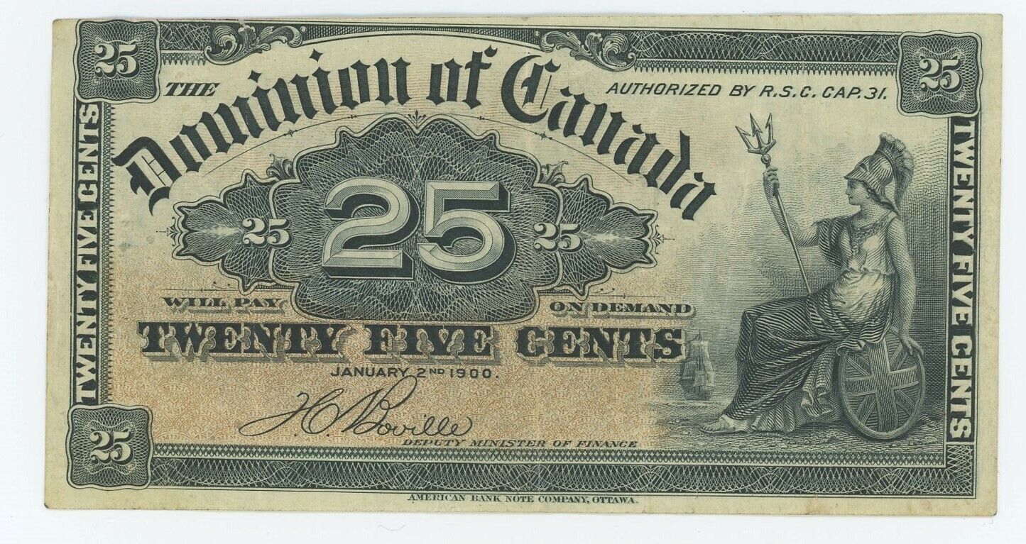 1900 Dominion Of Canada - 25 Cents Shinplaster Note - Very Fine - Boville - Cl09