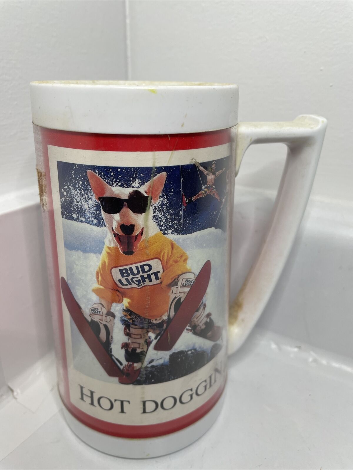 Bud Light Beer Spuds Mackenzie Thermo Serv Rock N Roll Party Hot Doggin Cup 1987