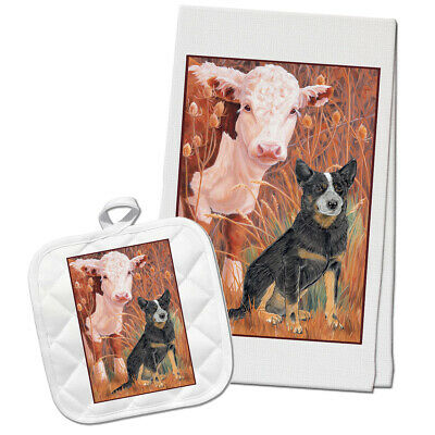 Australian Cattle Dog Kitchen Dish Towel And Pot Holder Gift Set