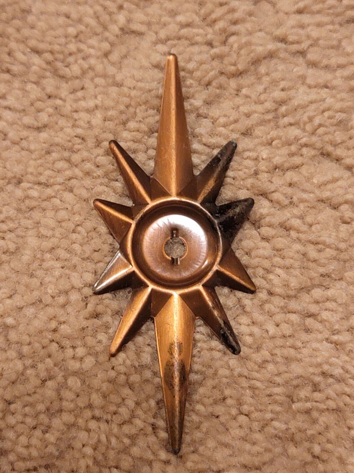 Vintage Amerock Mcm Copper Sputnik Starburst Atomic Cabinet Knob Backplate