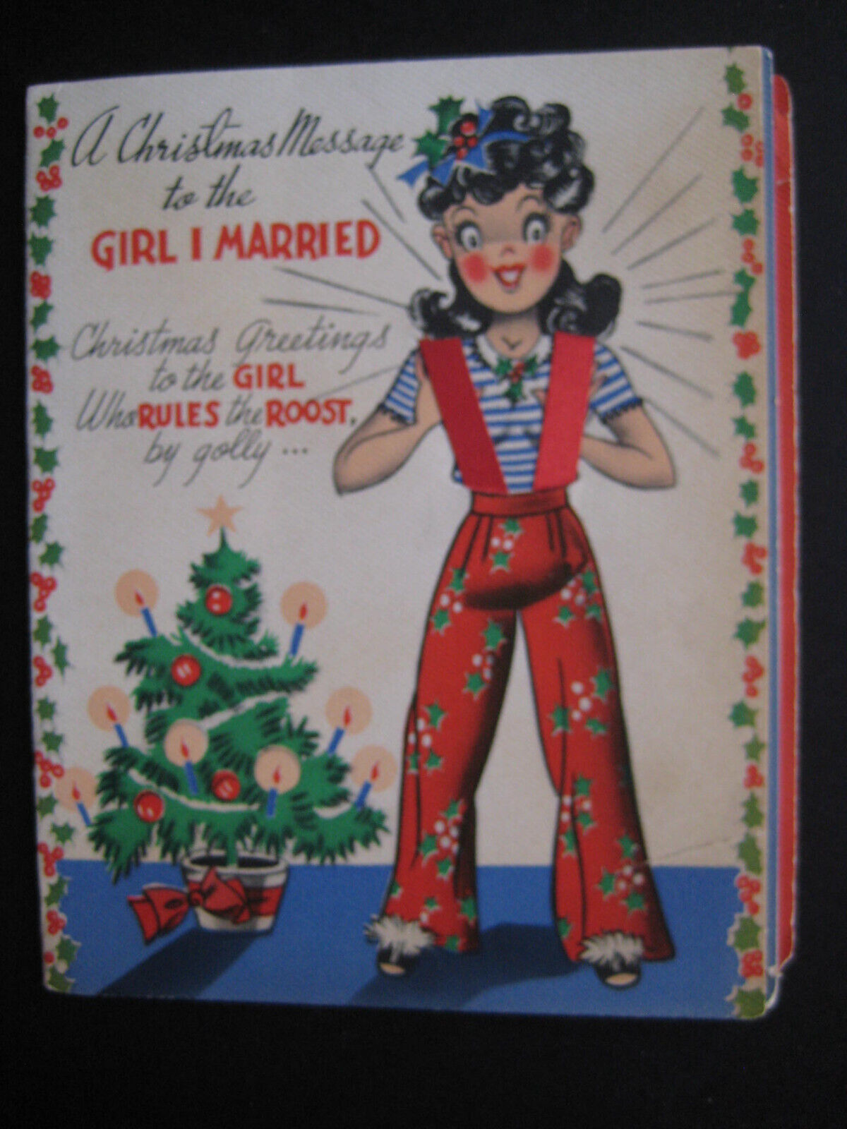 1950s Vintage Greeting Card Gibson Christmas To The Girl I Married, Multi-page