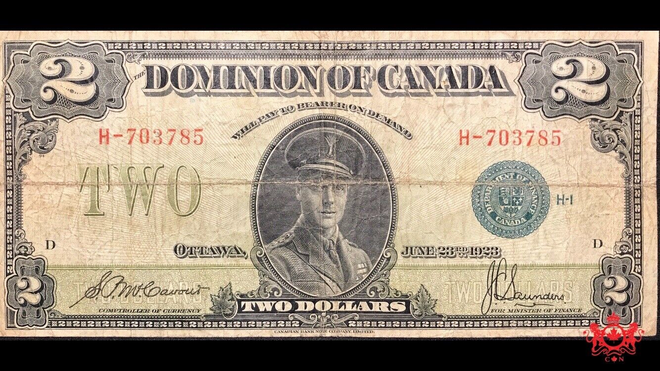 1923 Dominion Of Canada 2$ Green Seal H-703785 - Fine -