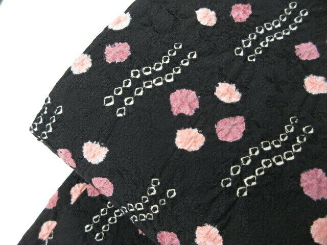 Black Silk Japanese Haori W/shibori (tie-dyed) H448