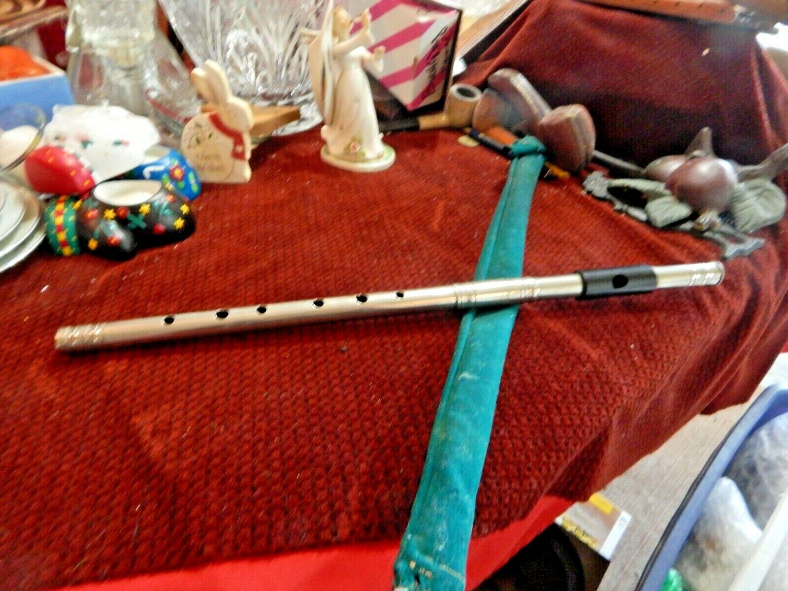 Vtg Geo Cloos Fife Flute Silver Color Metal 6 Holed 16.5" /excellent Condition
