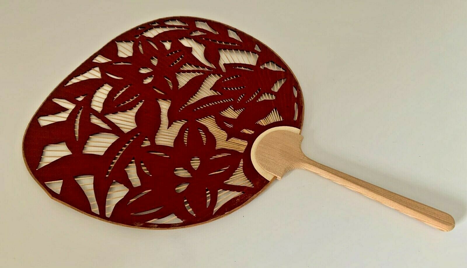 Japanese Uchiwa Flat Fan Die Cut Paper Hand Held Bamboo Handle Made In Japan
