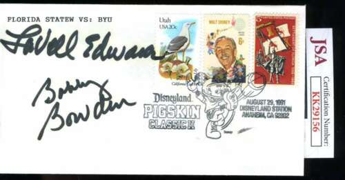 Bobby Bowden Lavell Edwards Jsa Signed 1991 Disney Classic Fdc Cache Autograph