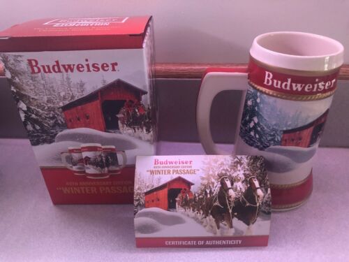 2019 Budweiser Holiday Stein Beer Mug Frm Annual Christmas Series Winter Passage