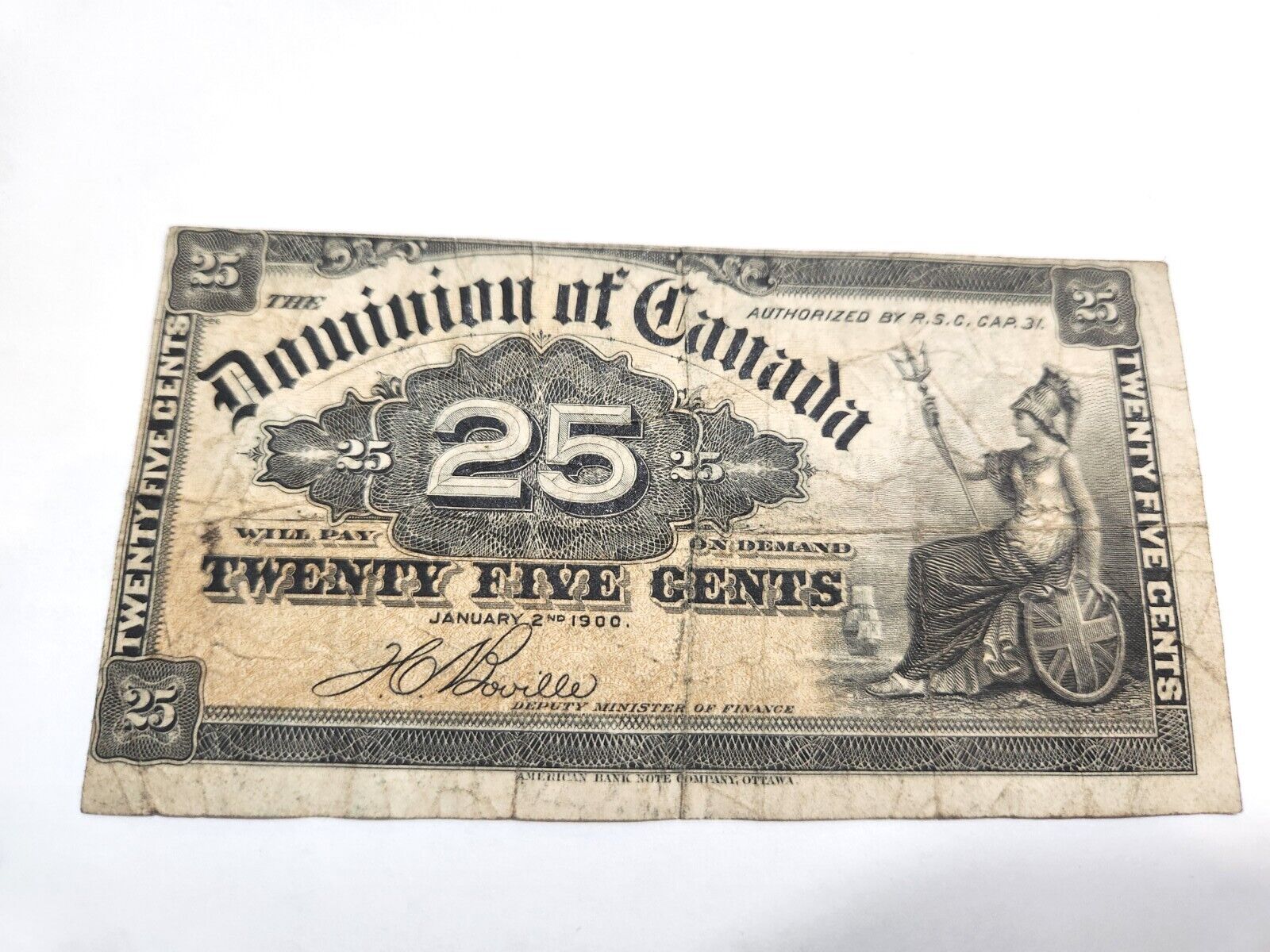 Dominion Of Canada 25 Cents Banknote From 1900