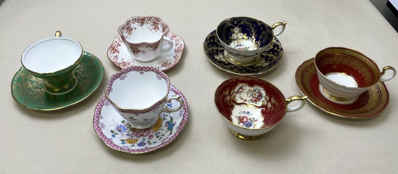 Lot Vintage Tea 6-cups & 5-saucers Aynsley Royal Albert Shelley Dainty Floral
