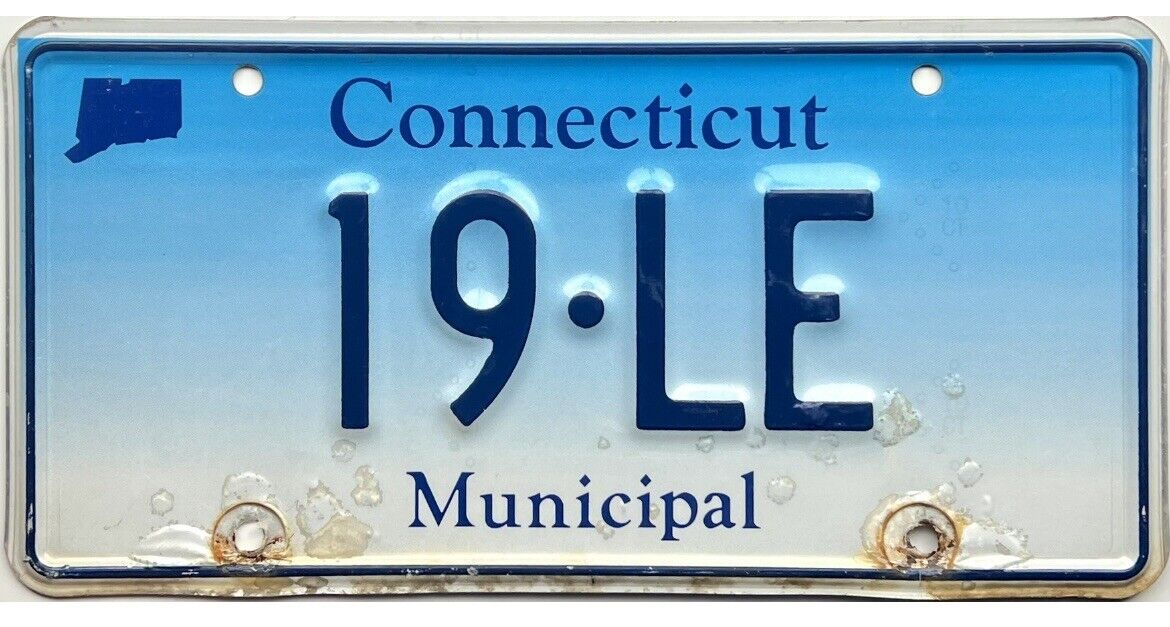 Lebanon Connecticut Municipal License Plate #19 Low Number No Reserve