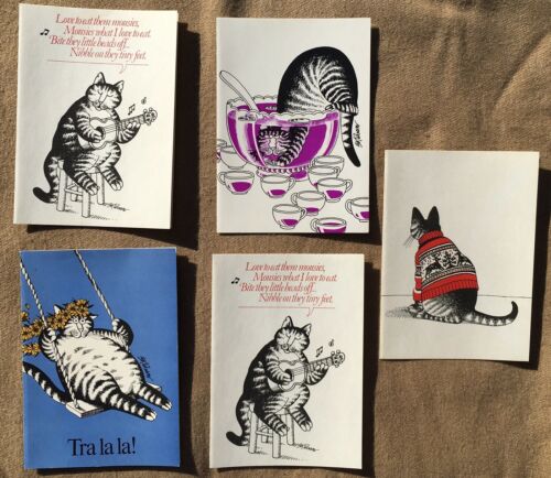 Lot Of 5 Vtg 70’s B. Kliban Cat Greeting Cards Unused  Envelopes